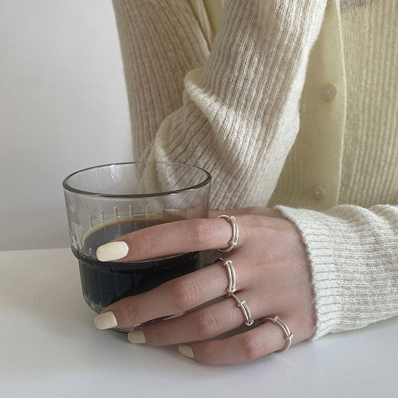 Damen Offener Ring mit modernem Linien-Design Shop Nory