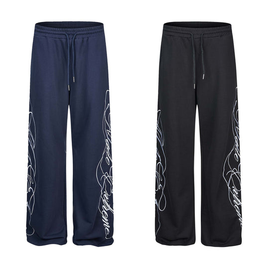 Damen Weiche Loungehose mit weitem Bein, elastischem Bund und Statementdruck Shop Nory