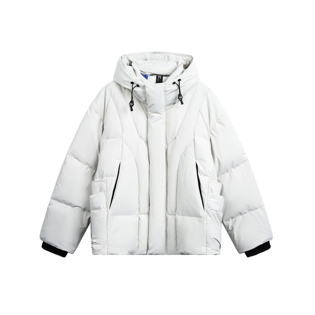 Damen weit geschnittener Steppparka mit hohem Kragen, Kapuze und Cargo-Taschen Shop Nory