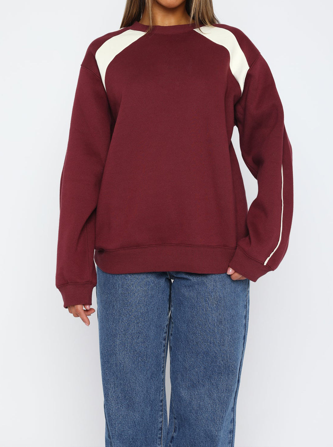 Damen Oversize-Sweatshirt mit kontrastbesetzten Raglanärmeln Shop Nory