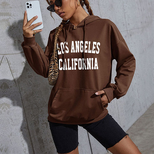 Damen Oversize-Kapuzenpullover im Collegestyle mit Kängurutasche, Retro-Logoprint und French-Terry-Futter Shop Nory
