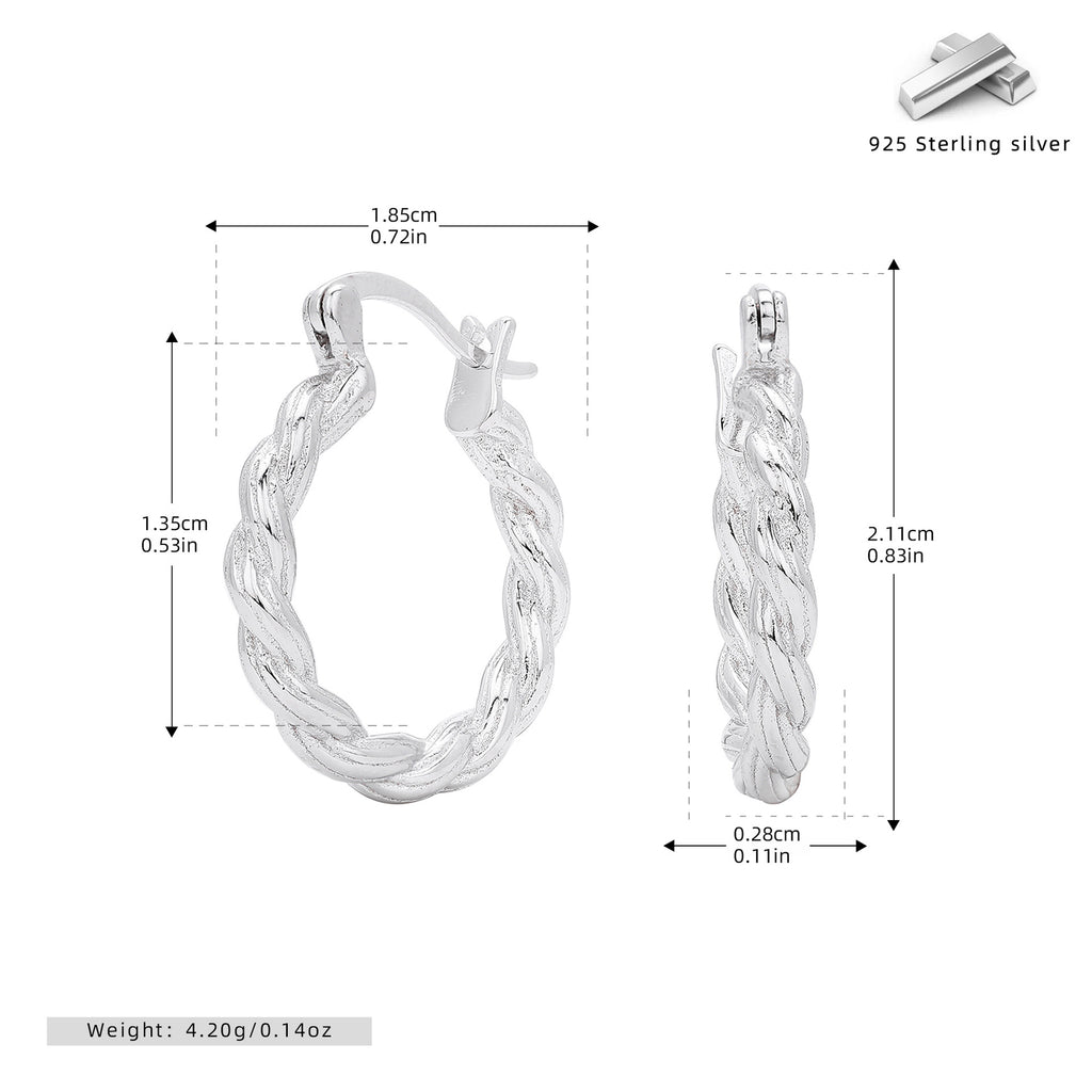 Damen Creolen mit elegantem geflochtenem Design aus 925 Sterling Silber Shop Nory