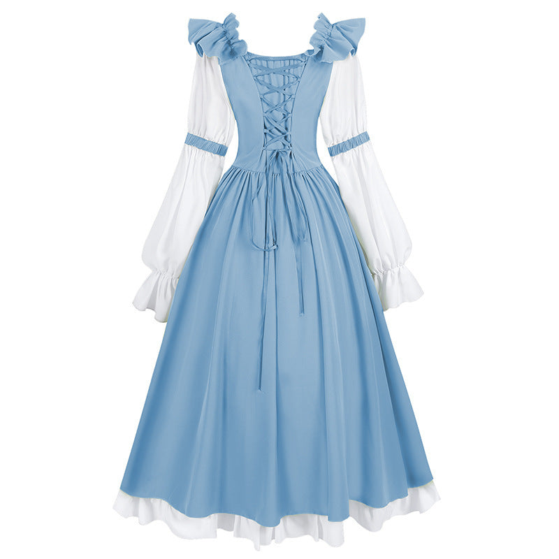 Damen nan romantisches viktorianisches Kleid mit Rüschenkragen, taillierter Korsagenoptik und ausgestelltem Tellerrock Shop Nory
