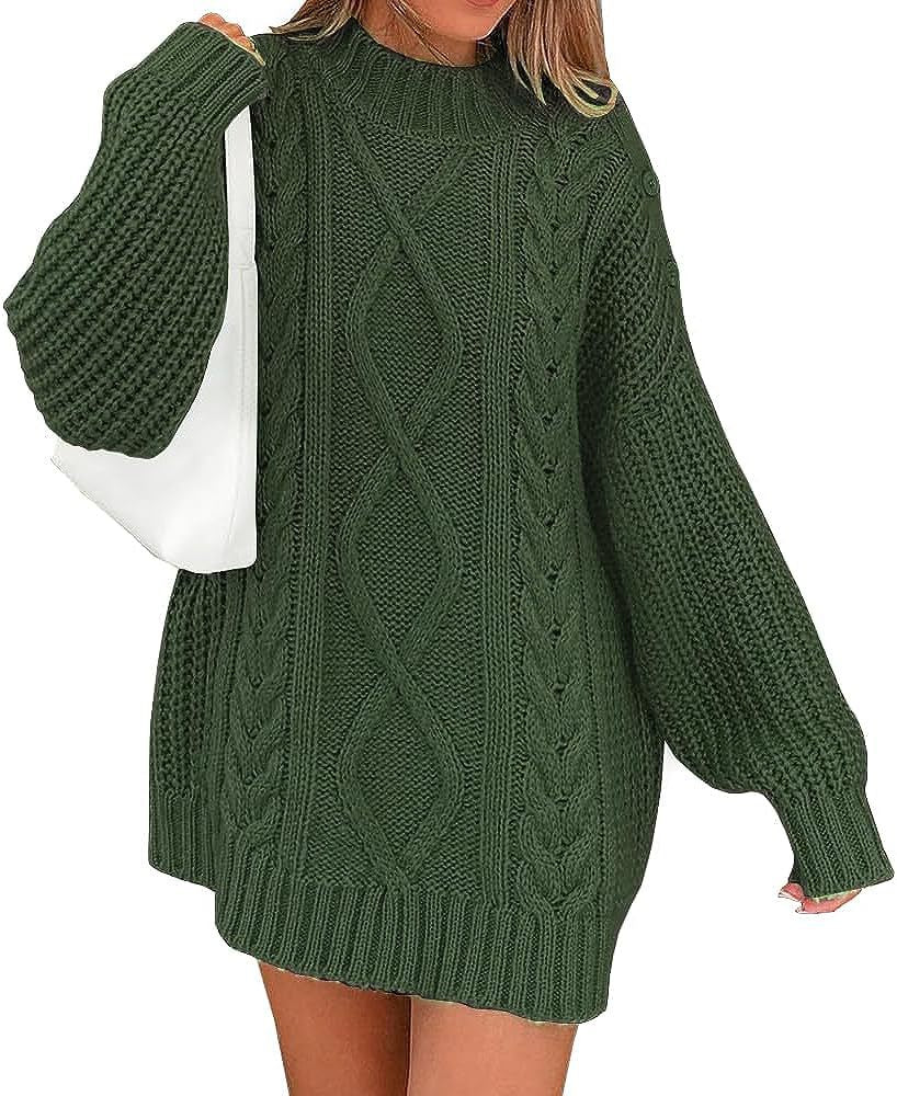 Damen Oversize Strickkleid mit Zopf- und Rippstruktur Shop Nory