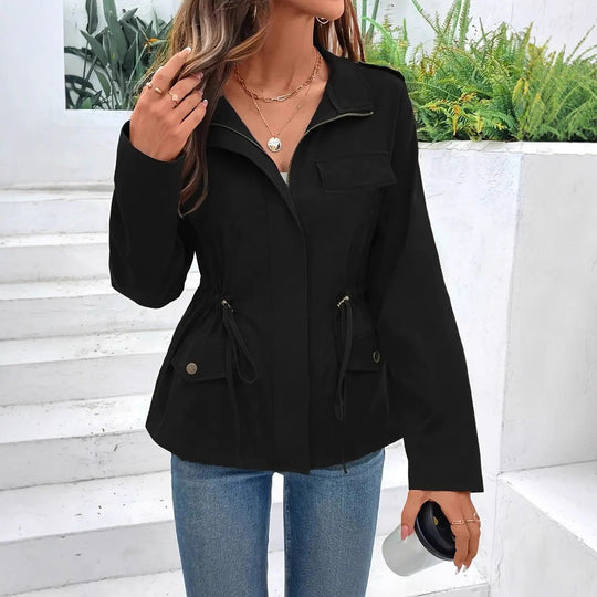 Damen Übergangsjacke mit verstellbarem Taillenzug und praktischen Taschen