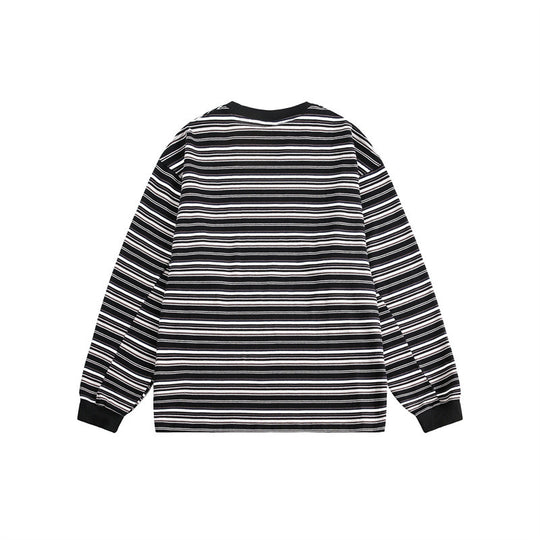 Unisex Oversize-Langarmshirt aus schwerer Baumwolle mit Streifenmuster und geripptem Rundhalsausschnitt Shop Nory