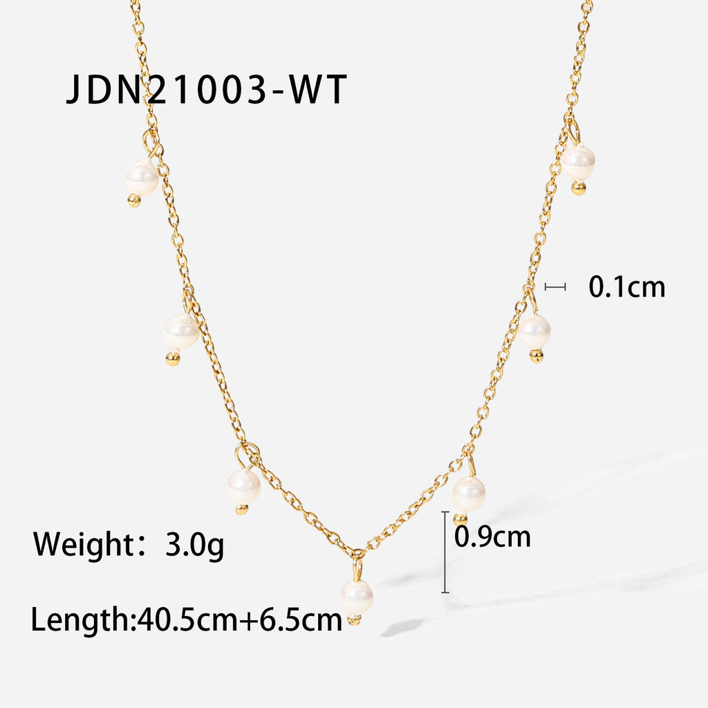 Damen Halskette mit eleganten Süßwasserperlen und feiner Gliederkette Shop Nory