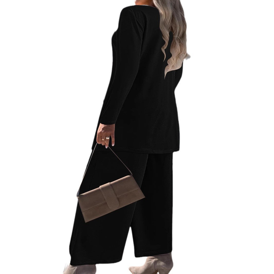Damen Elegantes Zweiteiler-Set mit offenem Longcardigan, ärmellosem Top und weiter Palazzo-Hose Shop Nory