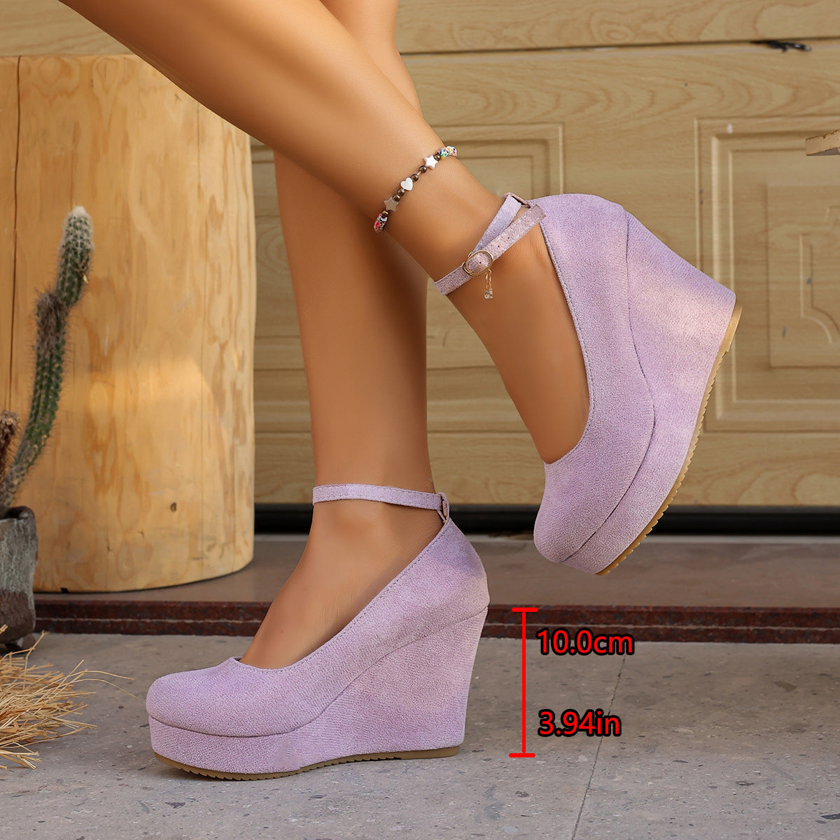 Damen Wedge-Pumps mit dekorativem Riemchen und exzellentem Fußbett