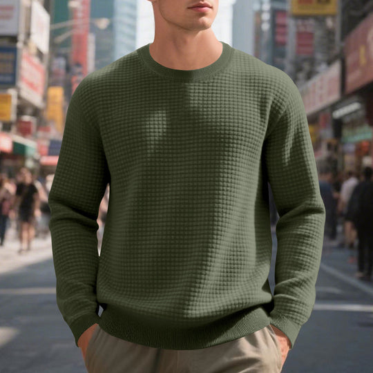 Herren nan Feinstrukturierter Strickpullover mit Waffelstruktur und Rundhalsausschnitt Shop Nory