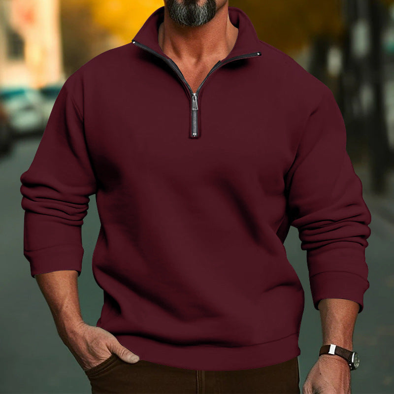 Herren Sweatshirt mit halblangem Reißverschluss und weichem Innenfutter