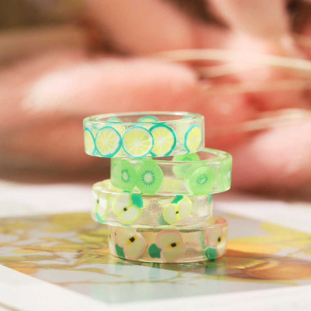 Damenring aus hochwertigem Acryl mit stilvollem Citrus-Design Shop Nory