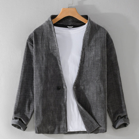 Herren Cord-Overshirt-Sakko mit V-Ausschnitt und Ein-Knopfverschluss Shop Nory