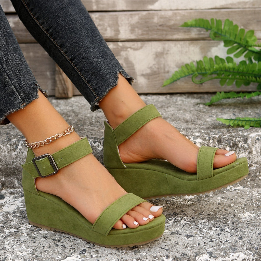 Damen Keil-Sandalen mit verstellbarem Riemen und rutschfester Sohle