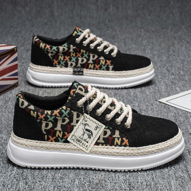 Damen Plateau-Espadrille-Sneaker mit geflochtenem Jute-Detail und monogramm-Canvas Shop Nory