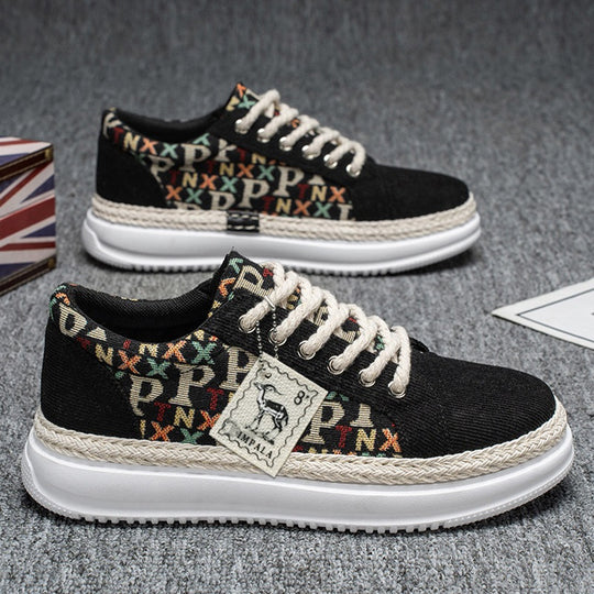 Damen Plateau-Espadrille-Sneaker mit geflochtenem Jute-Detail und monogramm-Canvas Shop Nory