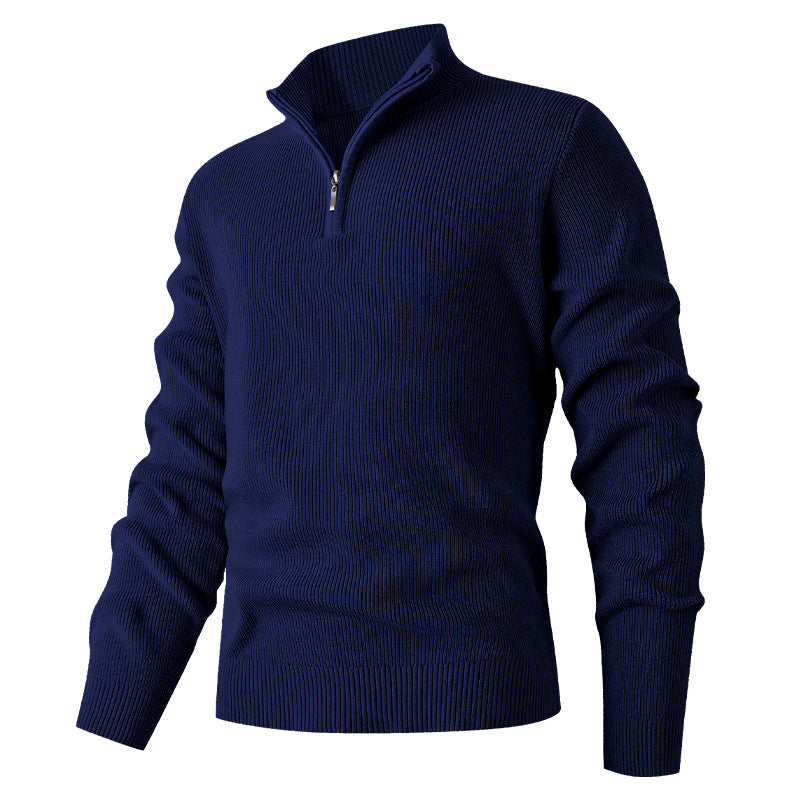 Herren Feinstrick‑Halbzip‑Pullover mit geripptem Mockneck und schlanker Passform Shop Nory