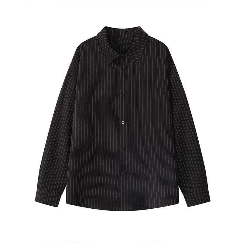 Herren Weites Nadelstreifen-Hemd mit Kentkragen, Overshirt-Schnitt und durchgehender Knopfleiste Shop Nory