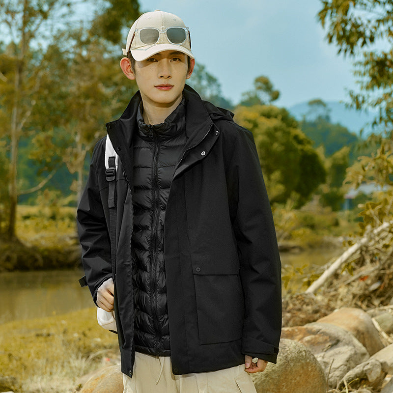 Herren Technische wasserdichte Parka-Jacke mit verstellbarer Kapuze und multifunktionalen Taschen Shop Nory