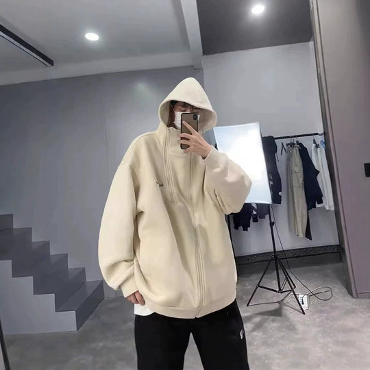 Unisex Oversized Fleecejacke mit hohen Kragen und Reißverschluss Shop Nory