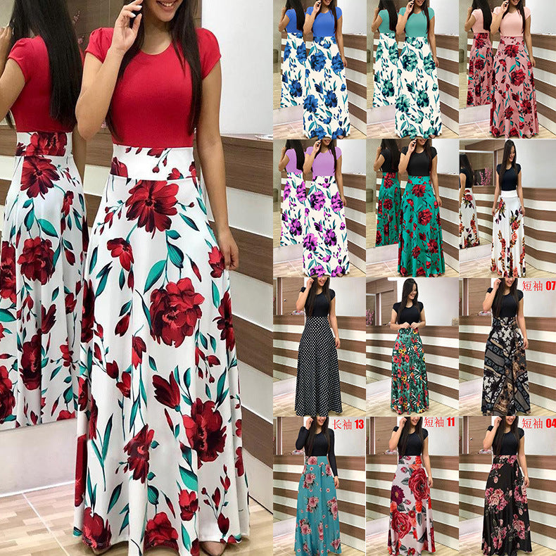 Damen Fließender Maxirock mit hoher Taille und großem Blumenprint Shop Nory
