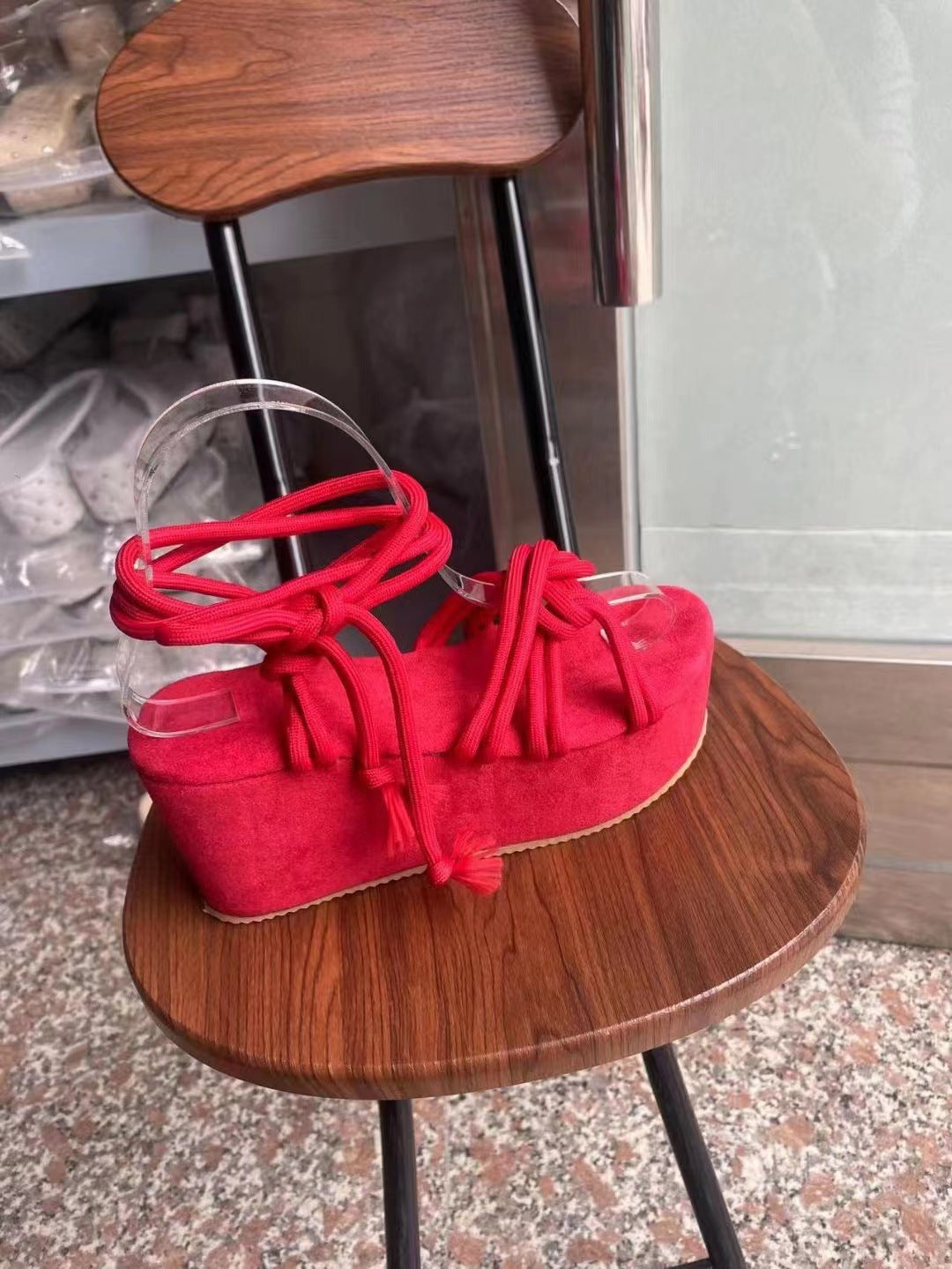 Damen Plateau-Sandalen mit geflochtenem Riemendesign