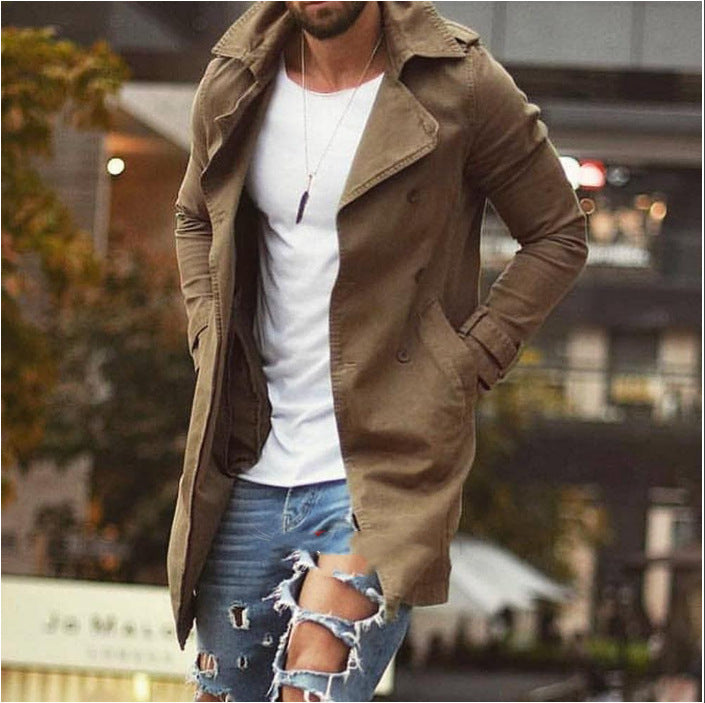 Herren nan leichter urbaner Trenchcoat mit zweireihiger Knopfleiste und lässiger Used-Optik Shop Nory