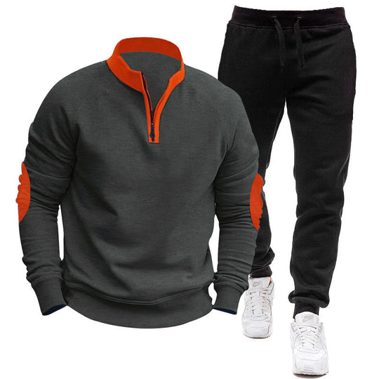 Herren Sportliches Hoodie- und Jogginganzug-Set mit kontrastierenden Ärmelakzenten