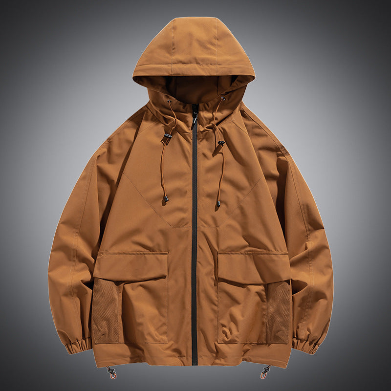 Herren Oversize Kapuzen-Windbreaker mit Multi‑Taschen, Mesh‑Einsätzen und Kordelzug Shop Nory