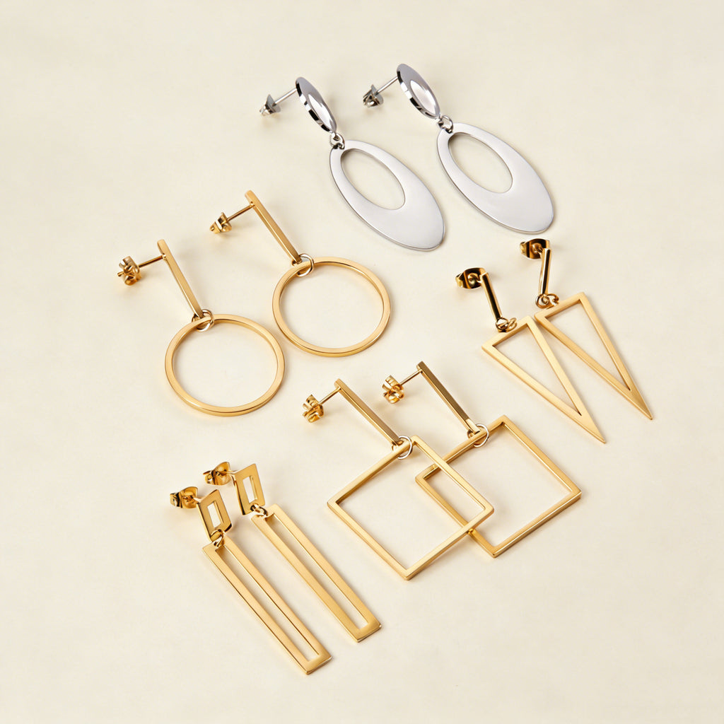 Damen Hängende Ohrringe aus hochwertigem Edelstahl mit eleganter ovaler Form Shop Nory
