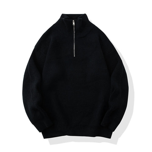 Unisex Lockerer Strukturstrick-Halbzippullover mit hohem Kragen Shop Nory
