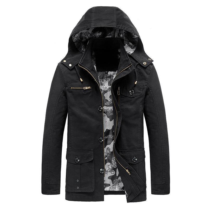 Herren Canvas-Fieldjacke mit Kapuze, multifunktionalen Taschen und Camouflage-Futter Shop Nory