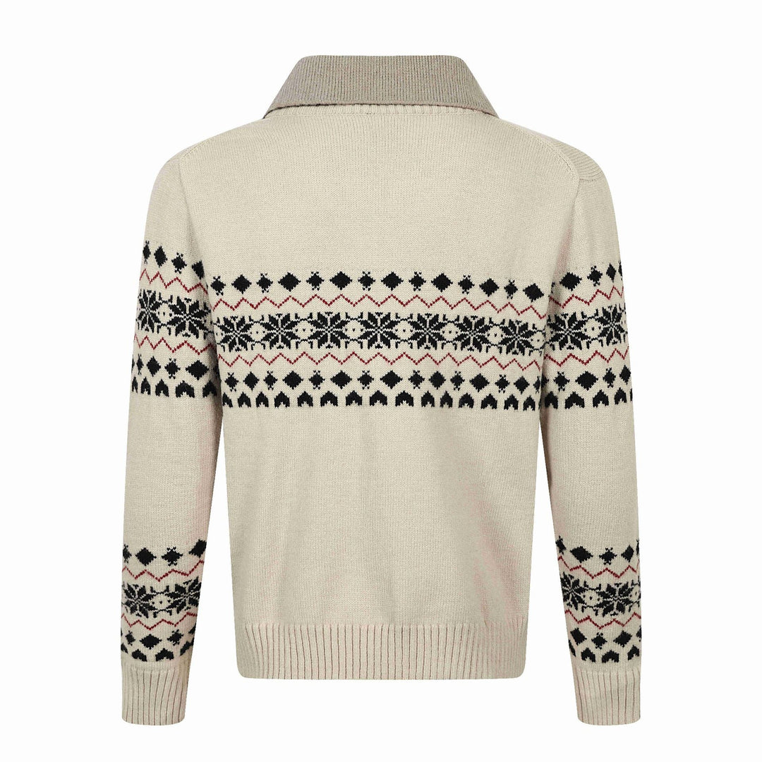 Herren Norweger-Strickpullover mit V‑Ausschnitt und kontrastierendem Hemdkragen Shop Nory