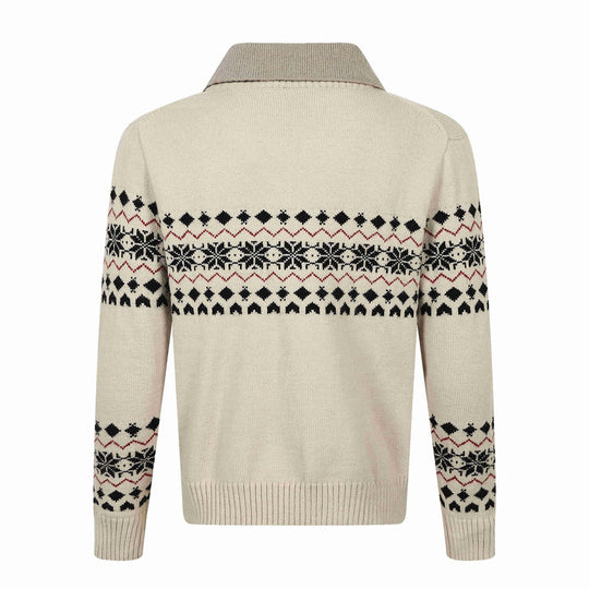 Herren Norweger-Strickpullover mit V‑Ausschnitt und kontrastierendem Hemdkragen Shop Nory