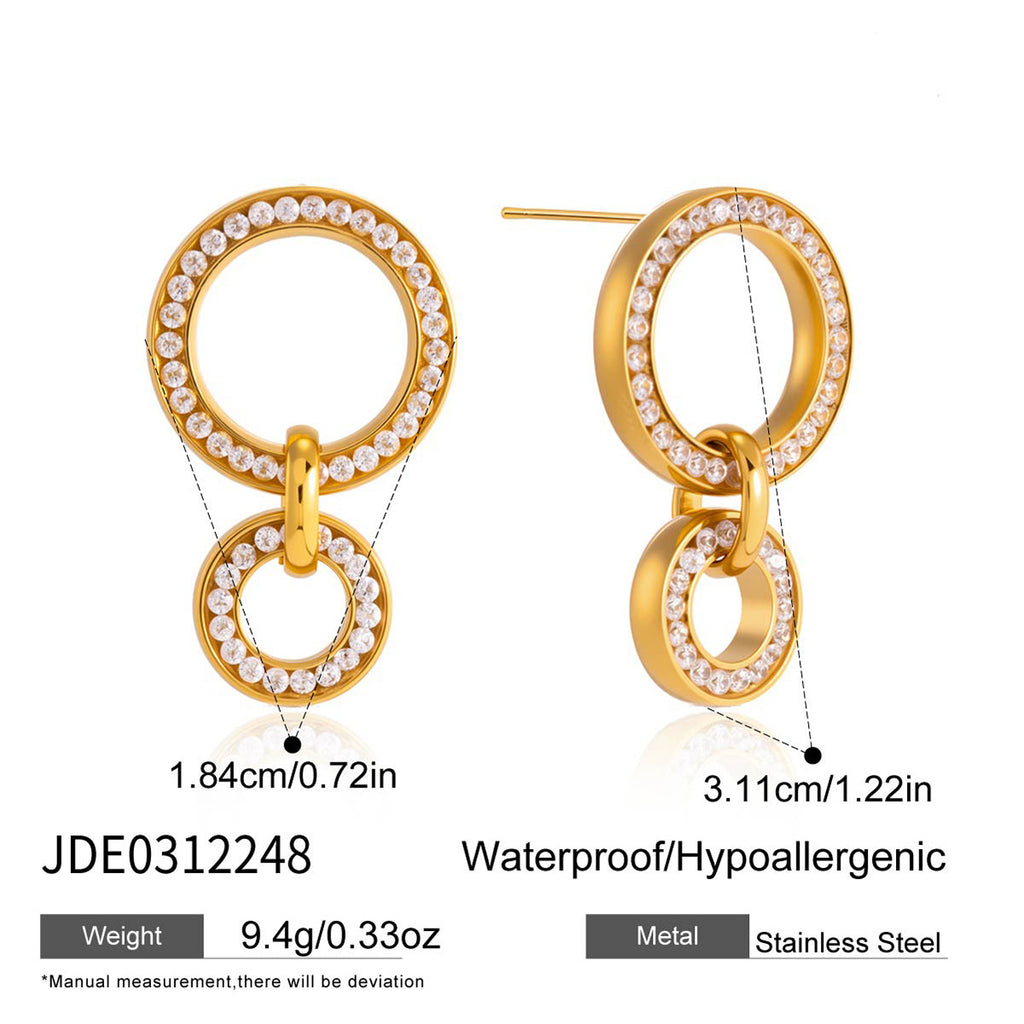 Damen Ohrhänger mit funkelnden Zirkonia-Ringen und hypoallergener Edelstahlverarbeitung Shop Nory