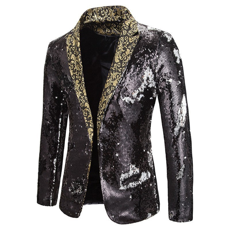 Herren extravagante Pailletten-Blazerjacke