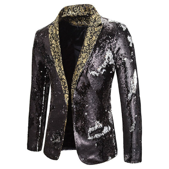 Herren extravagante Pailletten-Blazerjacke