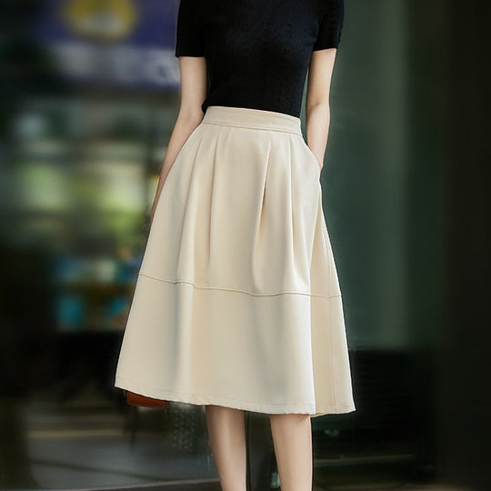Damen Eleganter Midirock mit Falten und hohem Bund Shop Nory
