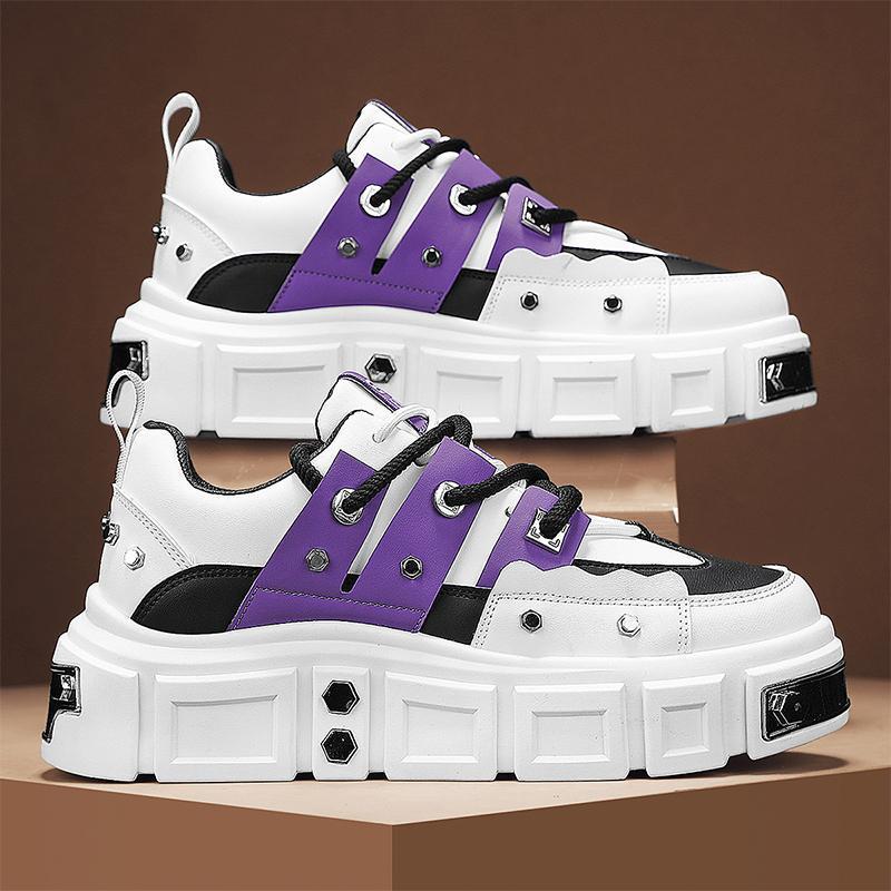 Damen Plateau-Sneaker mit dekorativen Metallnieten und strukturiertem Overlayer Shopy Nory