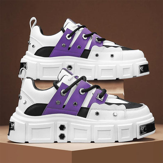Damen Plateau-Sneaker mit dekorativen Metallnieten und strukturiertem Overlayer Shopy Nory