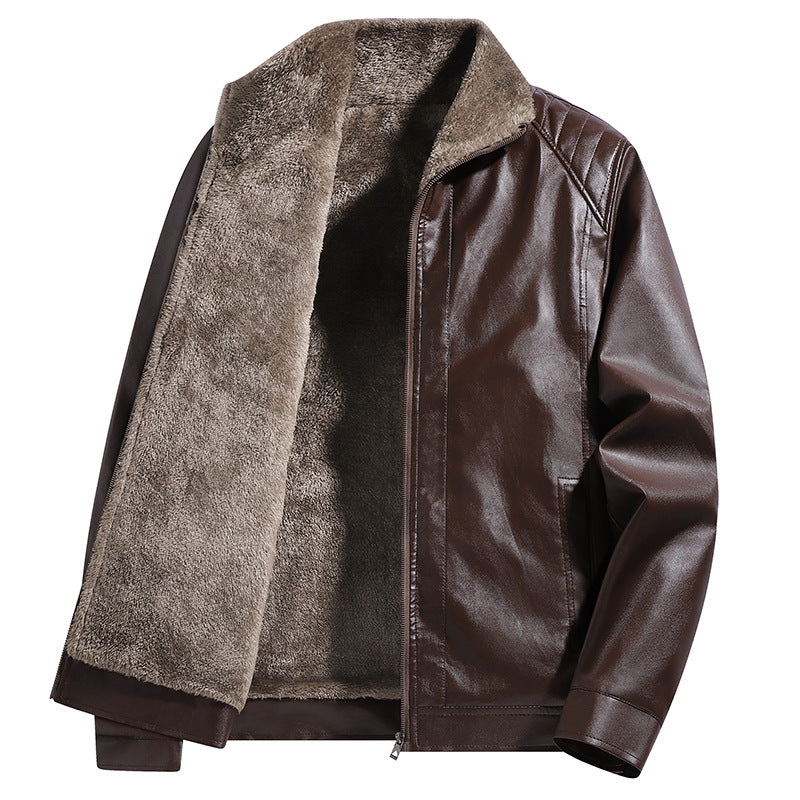 Herren Kunstleder-Fliegerjacke mit Teddyfutter und gesteppter Schulterpartie Shop Nory