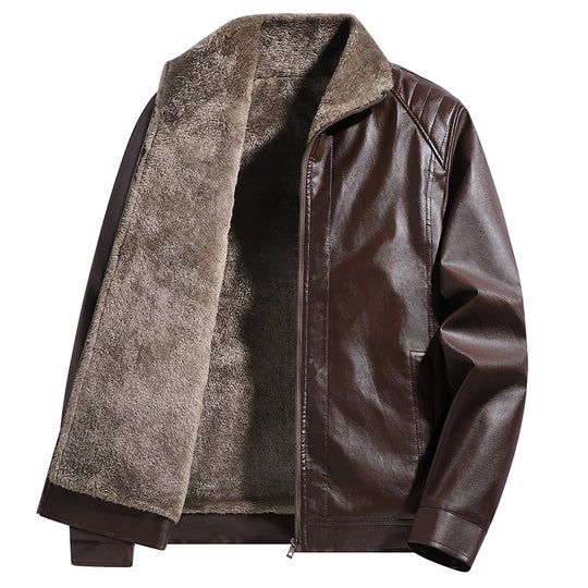Herren Kunstleder-Fliegerjacke mit Teddyfutter und gesteppter Schulterpartie Shop Nory