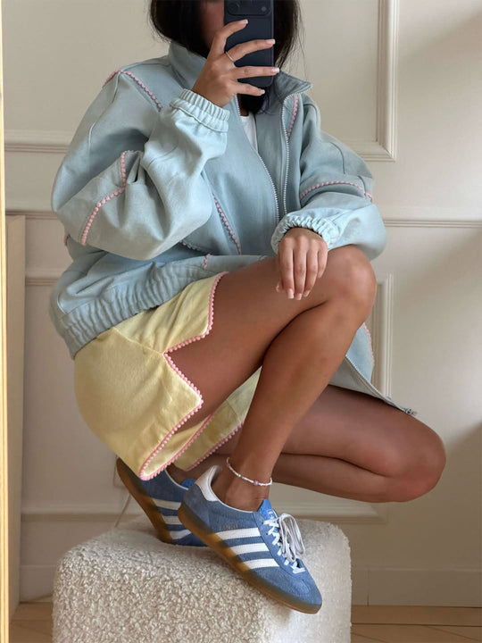 Damen Veloursleder-Sneaker mit Gumsohle und Retro-Sportsilhouette Shop Nory