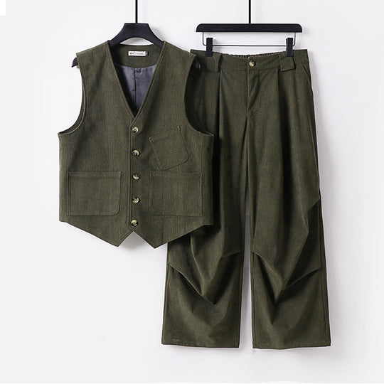 Herren Zweiteiliges Weste‑und Bundfaltenhose-Set im modernen Workwear-Stil Shop Nory
