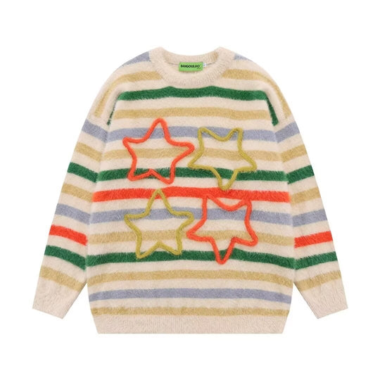Damen Gemütlicher Strickpullover mit Sternenmotiv Shop Nory
