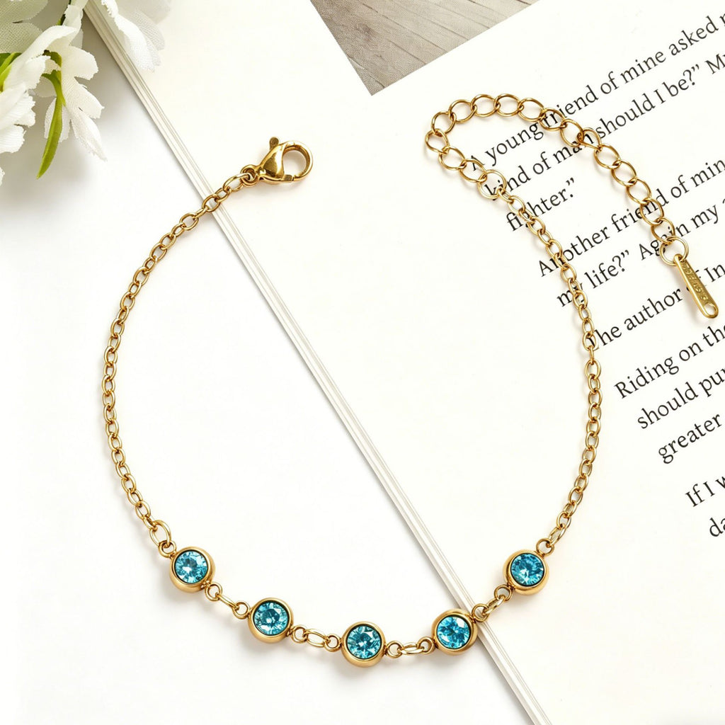 Damen Elegante Goldkette mit lila Kristallen Shop Nory