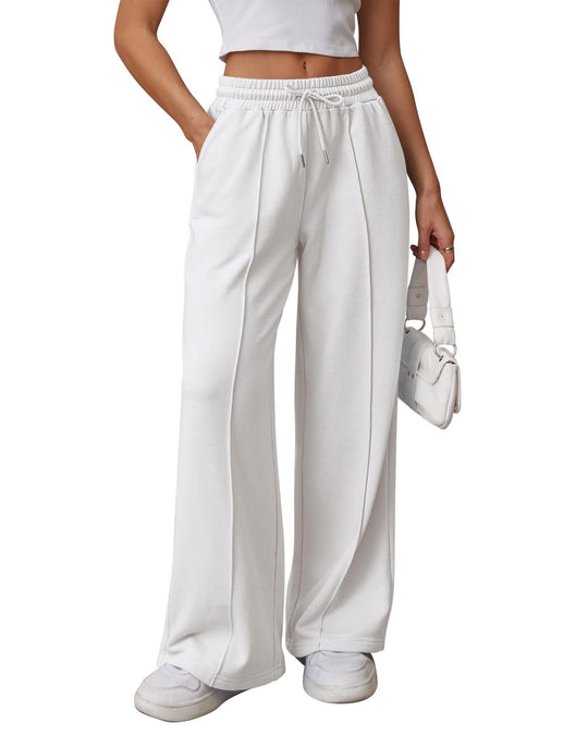 Damen nan High-Waist Relax-Freizeithose mit doppeltem Rippbund, sichtbarer Bügelfalte und weitem Bein Shop Nory