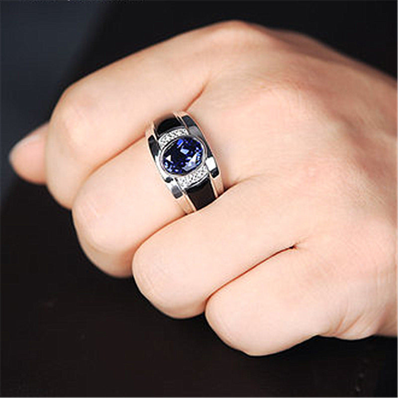 Damen Eleganter Ring mit strahlendem Zirkonia und tiefblauem Stein Shop Nory