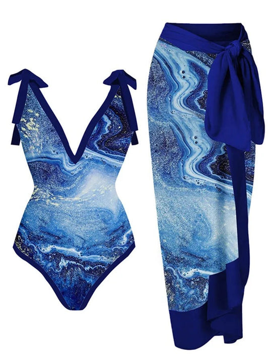 Damen Bademode-Set mit stilvollem Wickelrock Shopnory