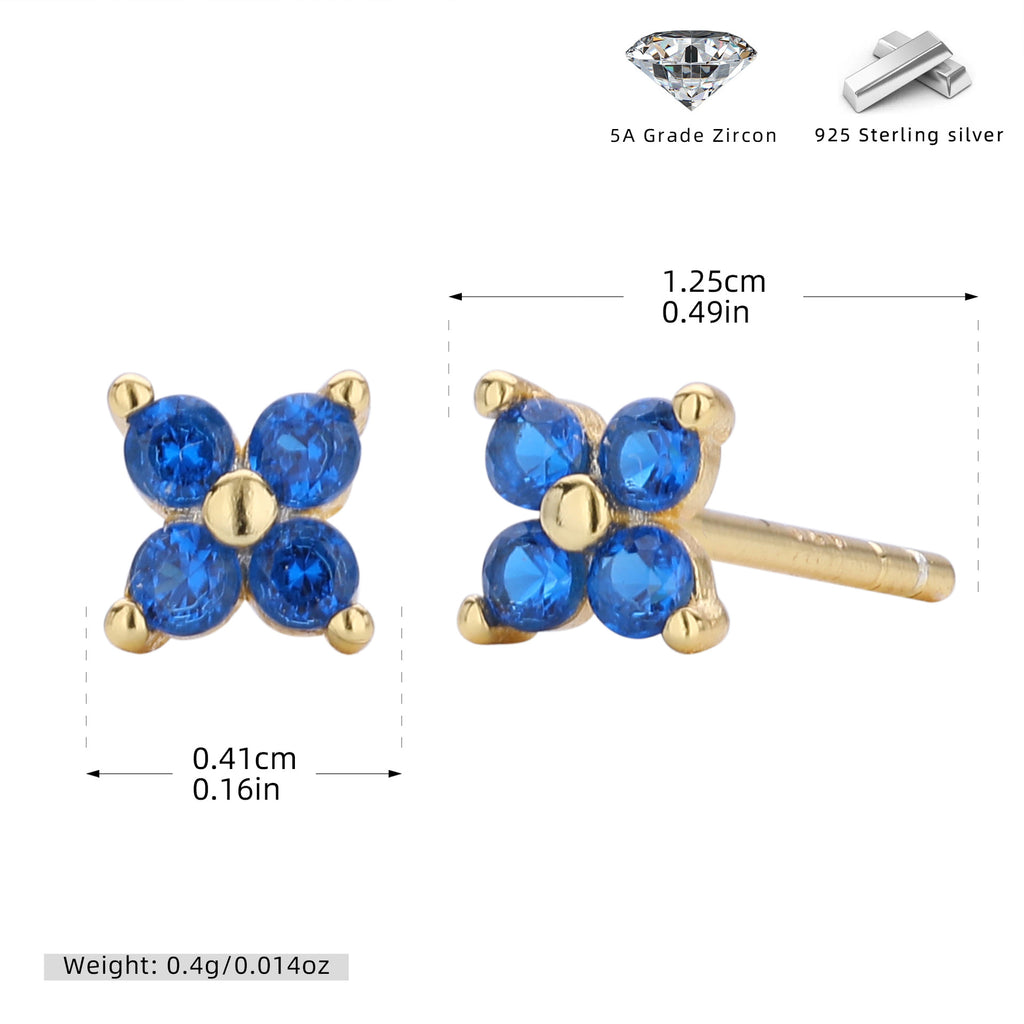 Damen Ohrstecker mit funkelnden 5A Zirkonen in klassischem Blumen-Design Shop Nory